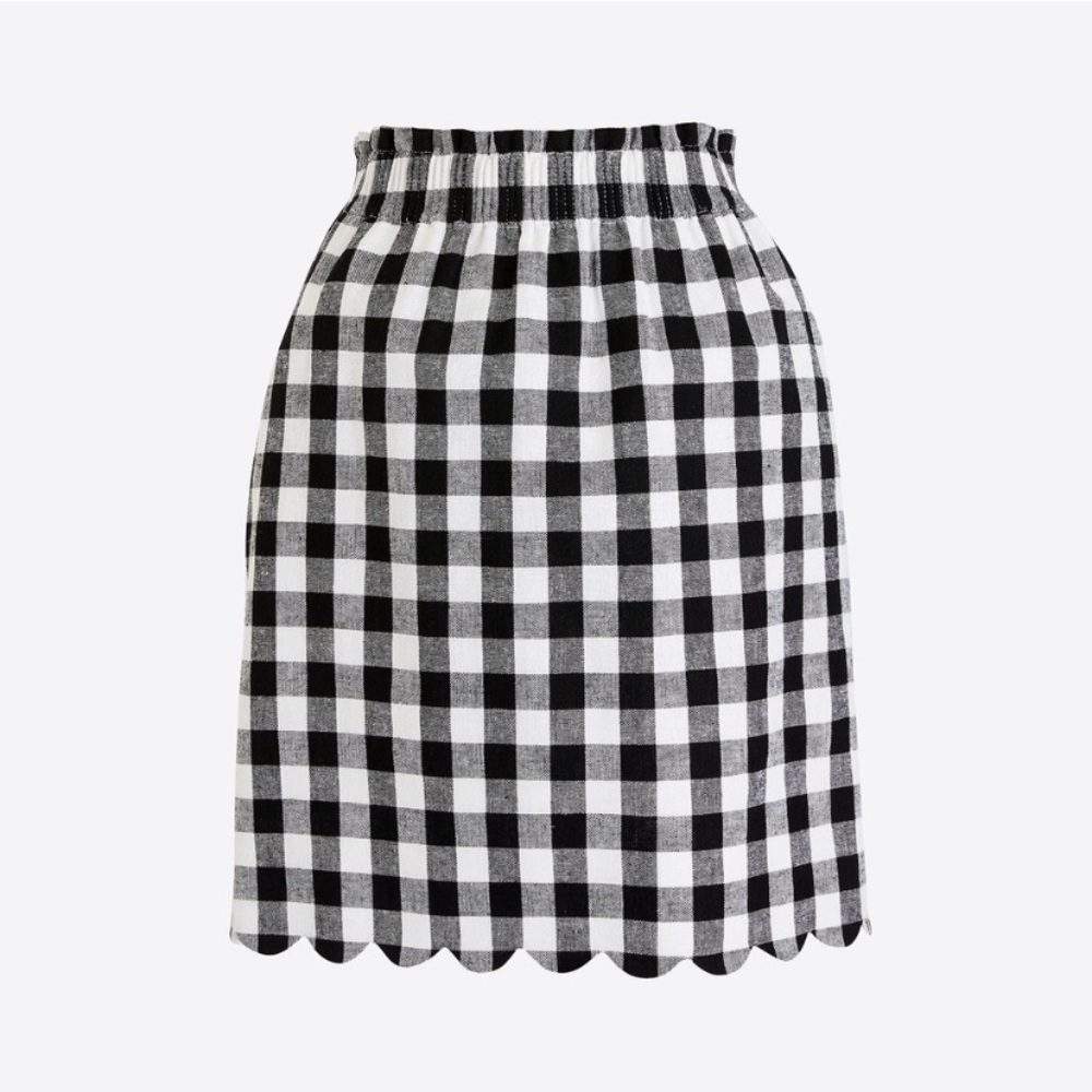 J.Crew checked scalloped hem sidewalk skirt sz 10
